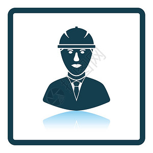 建筑工人头戴盔的图标影子反射设计矢量插图图片