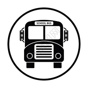学校公交车图标细圆设计矢量插图图片