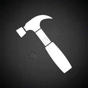 Hammer图标白色的黑背景矢量插图图片