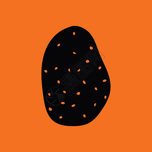 土豆图标黑色橙背景矢量插图图片