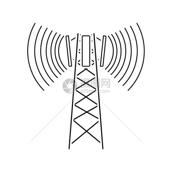 细胞广播天线图标细设计矢量图解图片