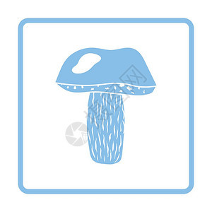 蘑菇图标蓝色框架设计矢量插图图片