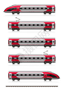 具有创意的抽象铁路旅行和游运输工业概念现代高速列车火汽和铁路碎片以白色背景隔离产生反射效果图片