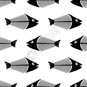 白底鱼海图标白骨无缝鱼类海图标图片
