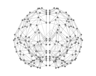 人工大脑以计算机数字技术概念人工智能形式在白色背景上孤立的人类大脑图标3d抽象解背景