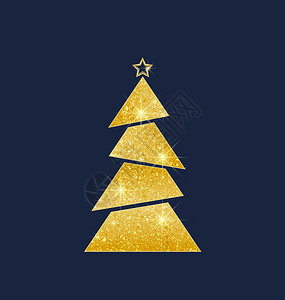 矢量图抽象金色圣诞树蓝背景的金圣诞树灯光装饰圣诞树作为象征黄金圣诞树图片