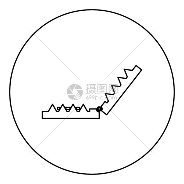 圆形大纲矢量插图中的陷阱标黑色颜
