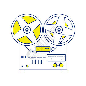 Reel磁带记录器图标薄线设计矢量插图图片