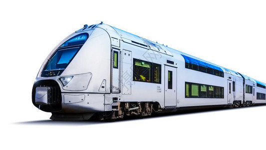 具有创意的抽象铁路旅行和游运输工业概念现代高速客运通勤列车白色背景孤立图片