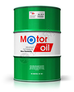 具有创意的抽象汽车业和修理服务维护概念3D表示绿色金属桶罐或容器汽车发动机液合成油润滑剂与白色背景隔离产生反射效果背景图片