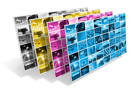 CMYK白色背景上孤立的打印过程概念图片