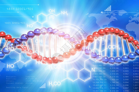 生物分子背景创新的抽象DNA基因研究遗传科学医技术分析概念3D提供DNA分子结构和研究数据网络空间的图解背景