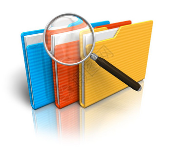 文件搜索概念文件夹和放大镜图片