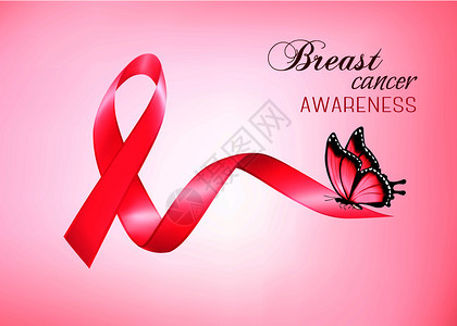 认识乳腺癌粉色背景矢量图片