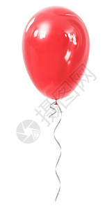 创意抽象节假日庆祝概念3D表示红色亮透明可充气的橡胶球或白底孤立的图片