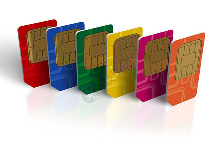 一组彩色SIM卡图片