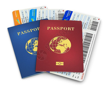 护照和旅行机票背景