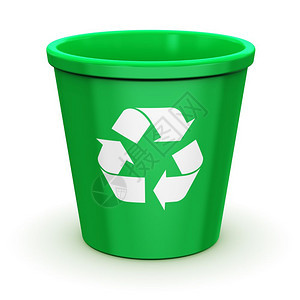 创意摘要纸回收环境保护和自然养商业概念空绿色办公室回收垃圾箱带有可回收的符号图标或白色背景上孤立的标志图片