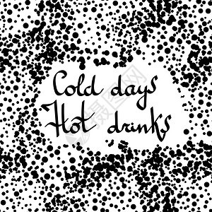 GrungeDotted背景上的手绘字母冷日热饮横幅手画字母冷日热饮宽幅图片