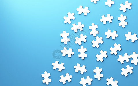 Jigsaw拼图在蓝背景战略和解决方案业务概念中分离的图案结构解3d抽象插图图片