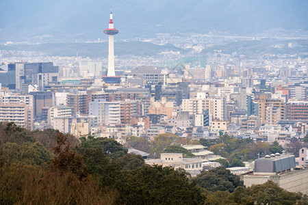 京都与塔的城市天线图片