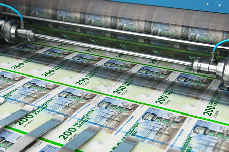 商业成功金融银行会计和货币创造概念印刷机品20丹麦克朗货币纸钞图片