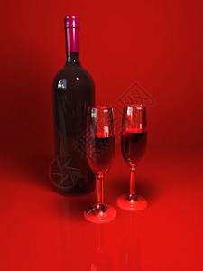 两杯红酒和亲密的高清图片素材