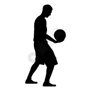 手持篮球双影图标黑色矢量显示平板风格简单图像的男子图片