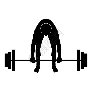 肌肉男重量提升器高巴铃运动员的重量提升双光灯图标黑色矢量显示平板风格的简单图像图片