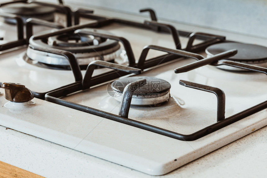 厨房家具概念白色金属用煤气炉灶白色金属用清洁煤气炉灶图片