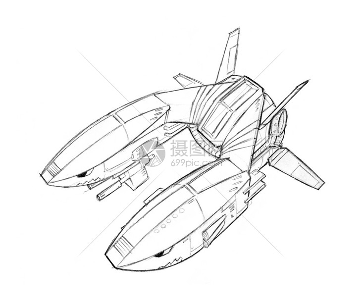 未来宇宙飞船或航天器空的绘画未来空间飞船或航器的绘画