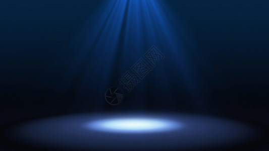蓝色的焦点是戏剧中舞台表演孤立在黑色背景上模拟未来技术概念说明背景图片