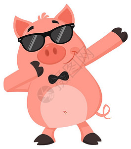 带太阳卡通可爱的小猪高清图片