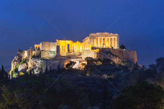 雅典希腊亚克洛波利斯希腊山和帕台农图片