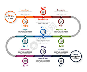带有多色圆圈工作流程或图矢量eps10插图的时线信息模板图片