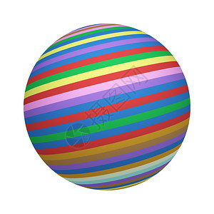 彩虹在球体或上的纹理与白色背景隔离的球体模拟设计3D抽象插图图片