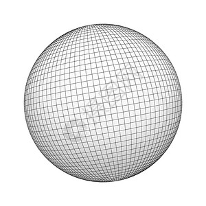 线框球或几何形状在白色背景上隔离网格线模拟设计3D抽象插图背景图片