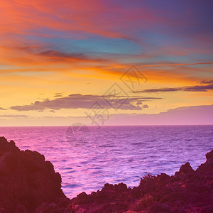 加那利群岛特内里费大西洋的美丽日落图片