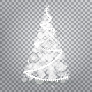 透明背景上的灯光闪烁圣诞树新年节庆的标志明亮灯光装饰设计矢量亮的灯光装饰设计图片