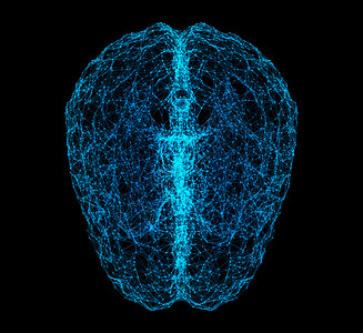 以人工科技情报和医学概念为形式在黑色背景上孤立的人类大脑数字据和网络连接图片