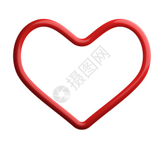 红色心脏形状纸剪贴片在白背景上分离作为情人节办公室业务概念的白背景附于纸上3d抽象插图图片