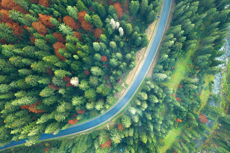 森林公路喀尔巴阡山风光俯拍背景