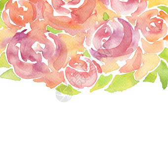 丙烯和水彩玫瑰花画背景孤立无援图片