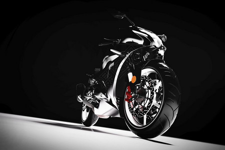 黑色背景的摩托车速度极端运动交通无牌车辆3D插图图片
