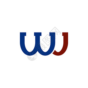 logo字母WJ白背景上的彩色Logo孤立薄信图标彩色孤立字母图标背景