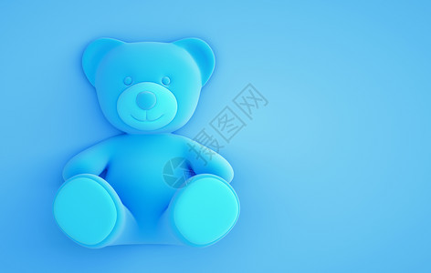 泰迪熊蓝背景3D插图背景图片