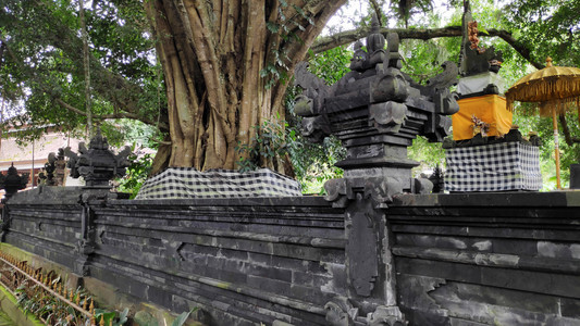 印度尼西亚巴厘岛PuraTirtaEmpul的观景寺庙大院由以圣泉水闻名的花生或洗澡结构组成图片