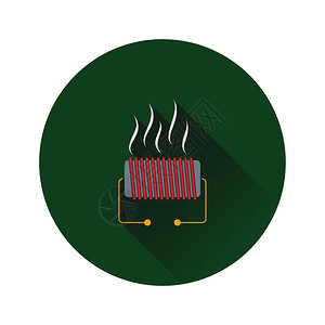 电气加热器图标平面彩色设计矢量插图图片