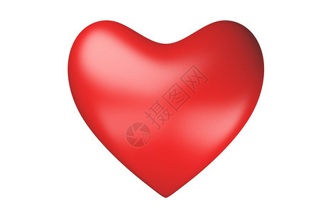 红心在白背景中被孤立用于情人节或婚礼仪式以爱情符号3D抽象插图图片