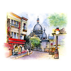 清晨法国巴黎蒙马特区Montmartre区法国巴黎蒙马特图片